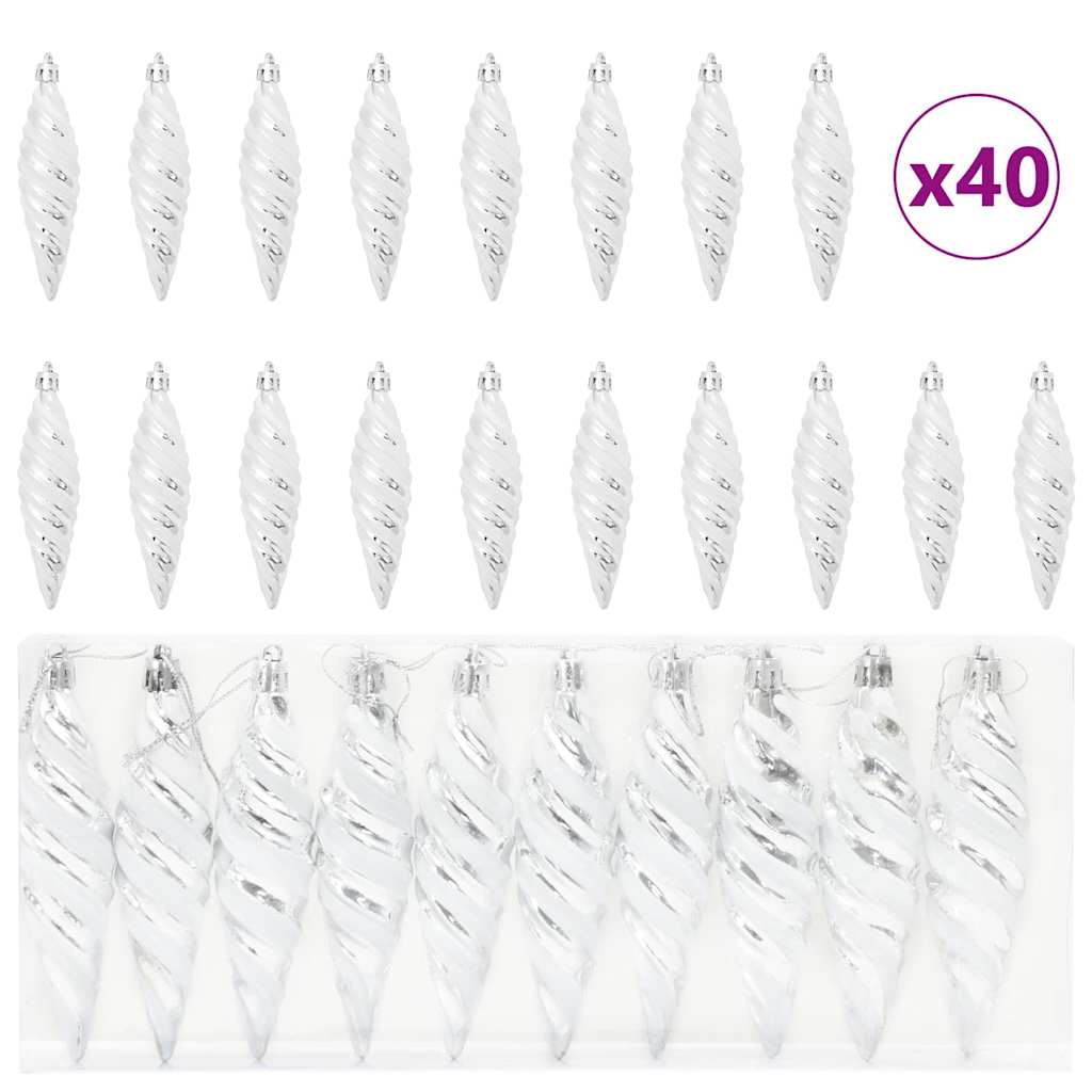 VidaXL Weihnachtsspiralkugel 40 Stück Silber Kunststoff