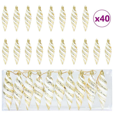 VidaXL Weihnachtskugel in Spiralform, 40 Stück, goldfarbener Kunststoff