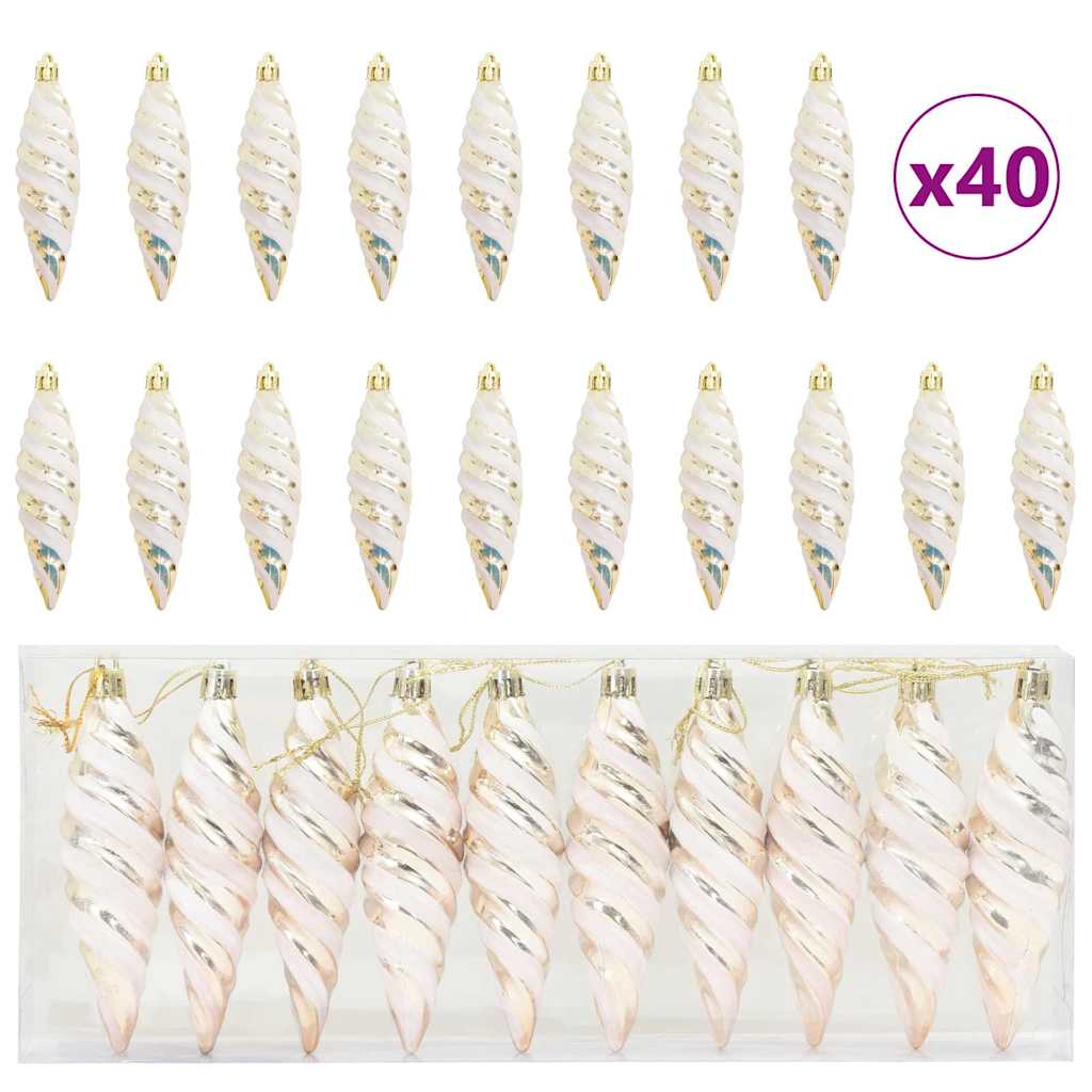 VidaXL Weihnachtskugel in Spiralform, 40 Stück, Champagner, Kunststoff
