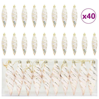 VidaXL Weihnachtskugel in Spiralform, 40 Stück, Champagner, Kunststoff