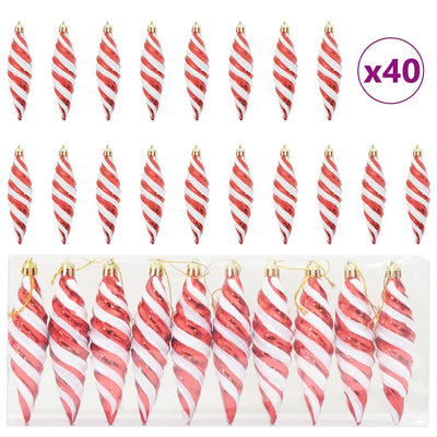 VidaXL Weihnachtsspiralkugel 40 Stück roter Kunststoff