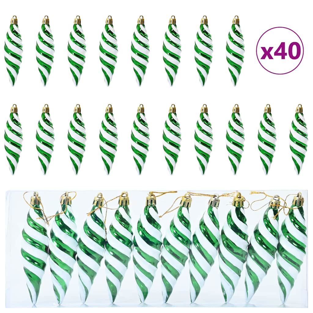 VidaXL Weihnachtsspiralkugel 40 Stück grüner Kunststoff