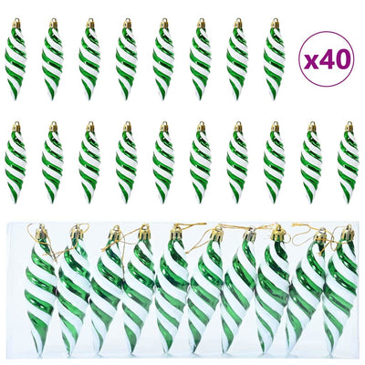 VidaXL Weihnachtsspiralkugel 40 Stück grüner Kunststoff