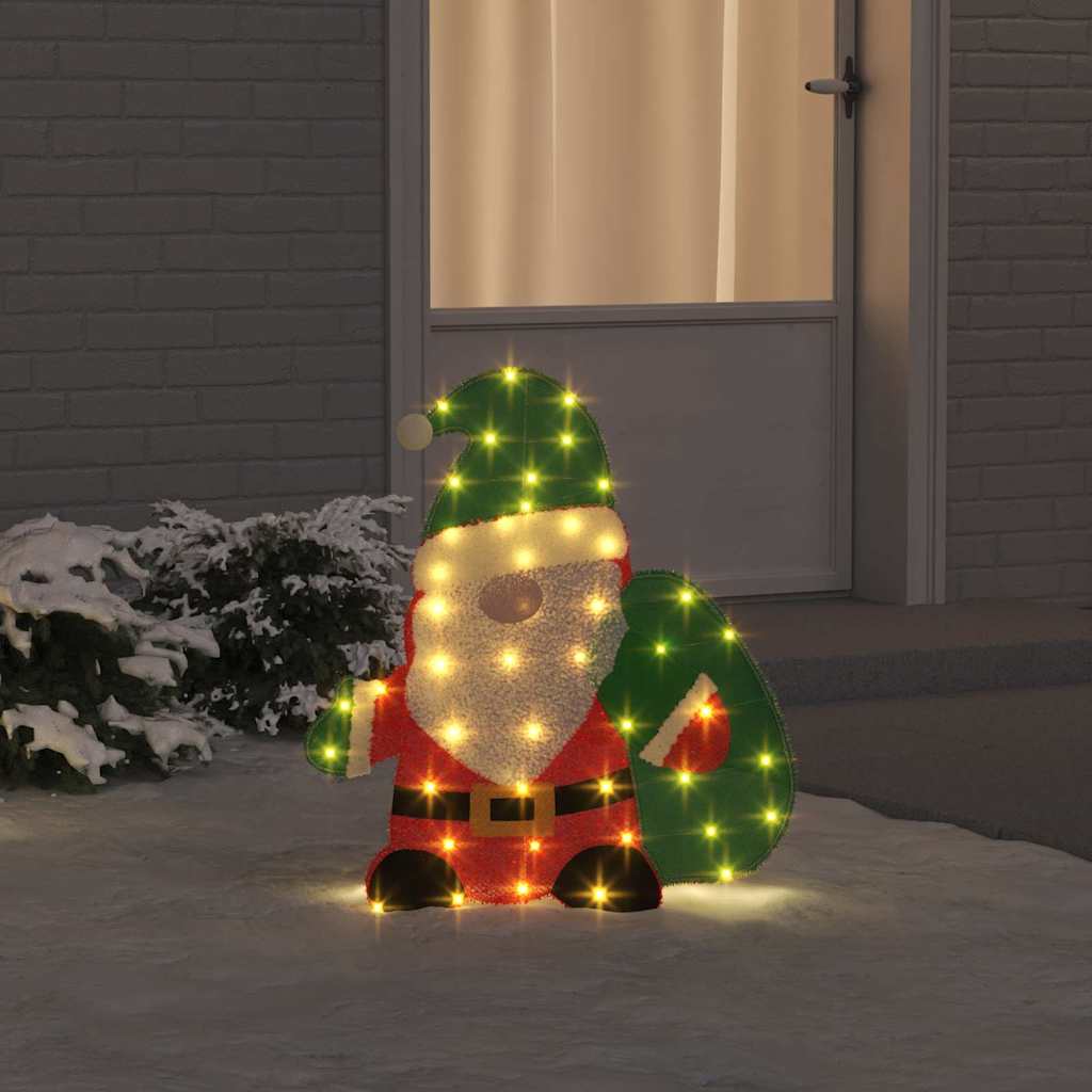 VidaXL beleuchteter Weihnachtsmann mit 60 LED warmweiß 70 x 62 cm Lurexstoff