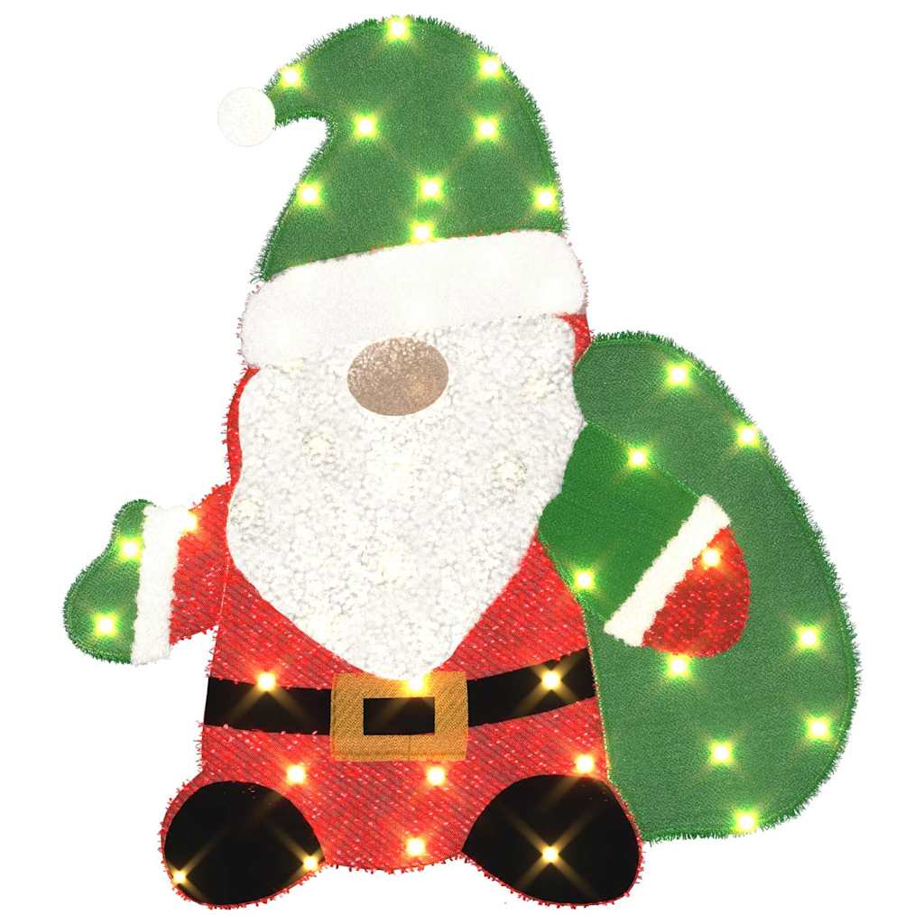 VidaXL beleuchteter Weihnachtsmann mit 60 LED warmweiß 70 x 62 cm Lurexstoff