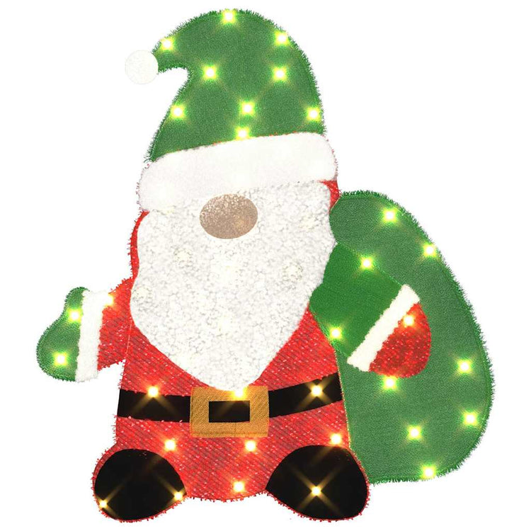 VidaXL beleuchteter Weihnachtsmann mit 60 LED warmweiß 70 x 62 cm Lurexstoff