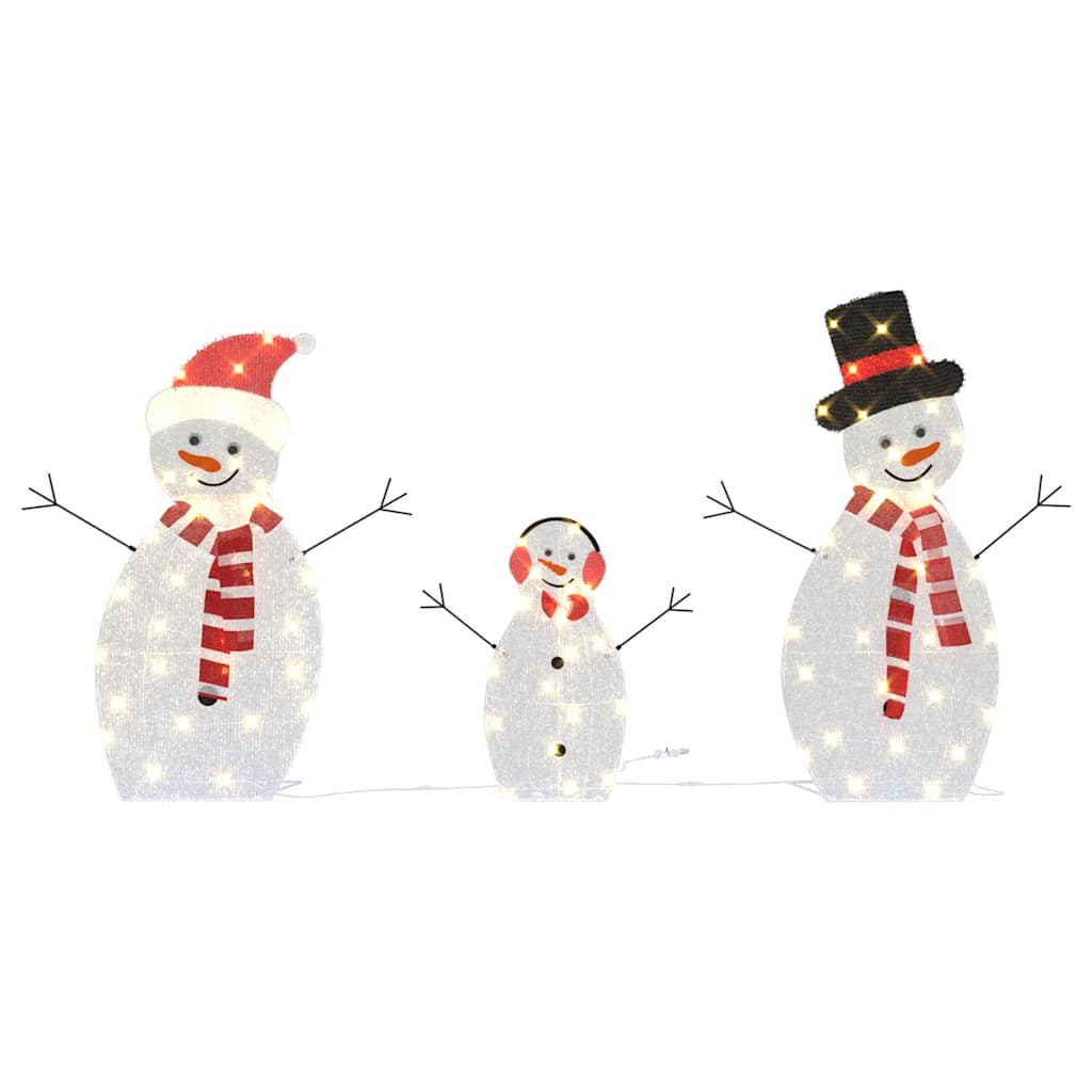 VidaXL beleuchtete Schneemannfamilie 3 Stück warmweißes Polyester