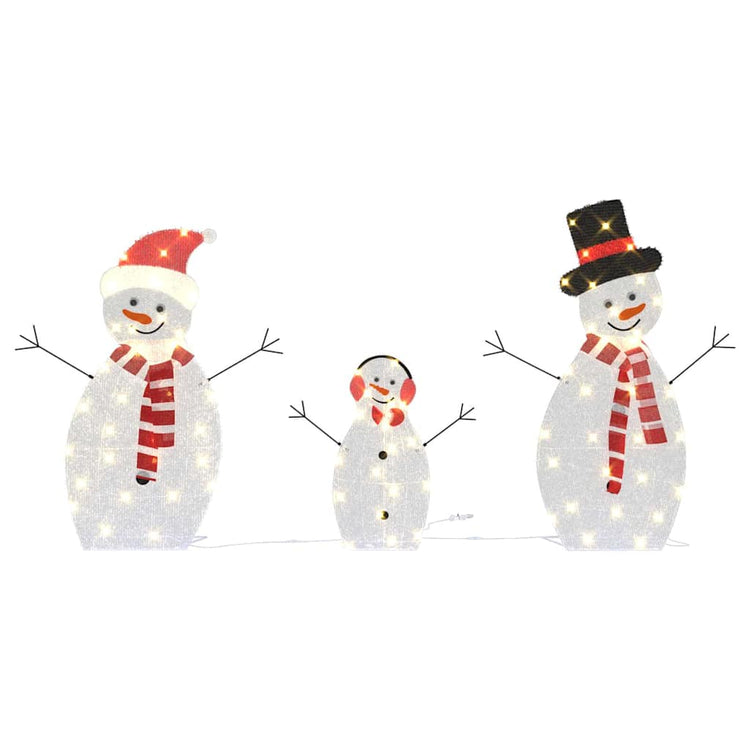 VidaXL beleuchtete Schneemannfamilie 3 Stück warmweißes Polyester