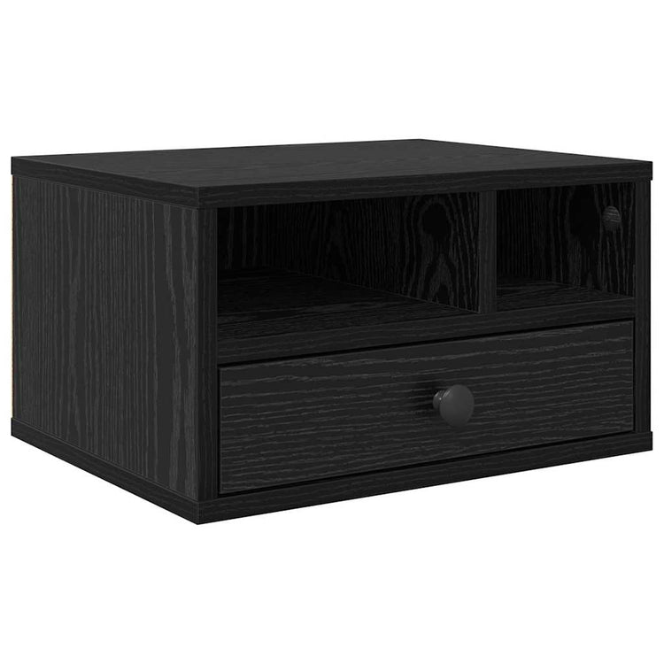 Vidaxxl-Druckerständer mit Schublade aus schwarzer Eiche, 40 x 32 x 24 cm, fertiges Holz
