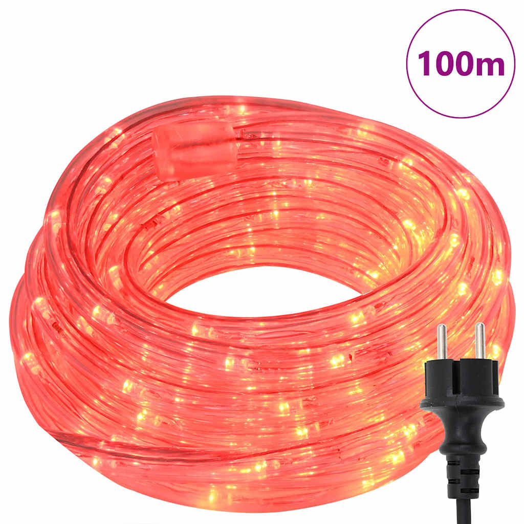 Vidaxxl Lichtschlauch mit 2400 LED rot 100 m PVC