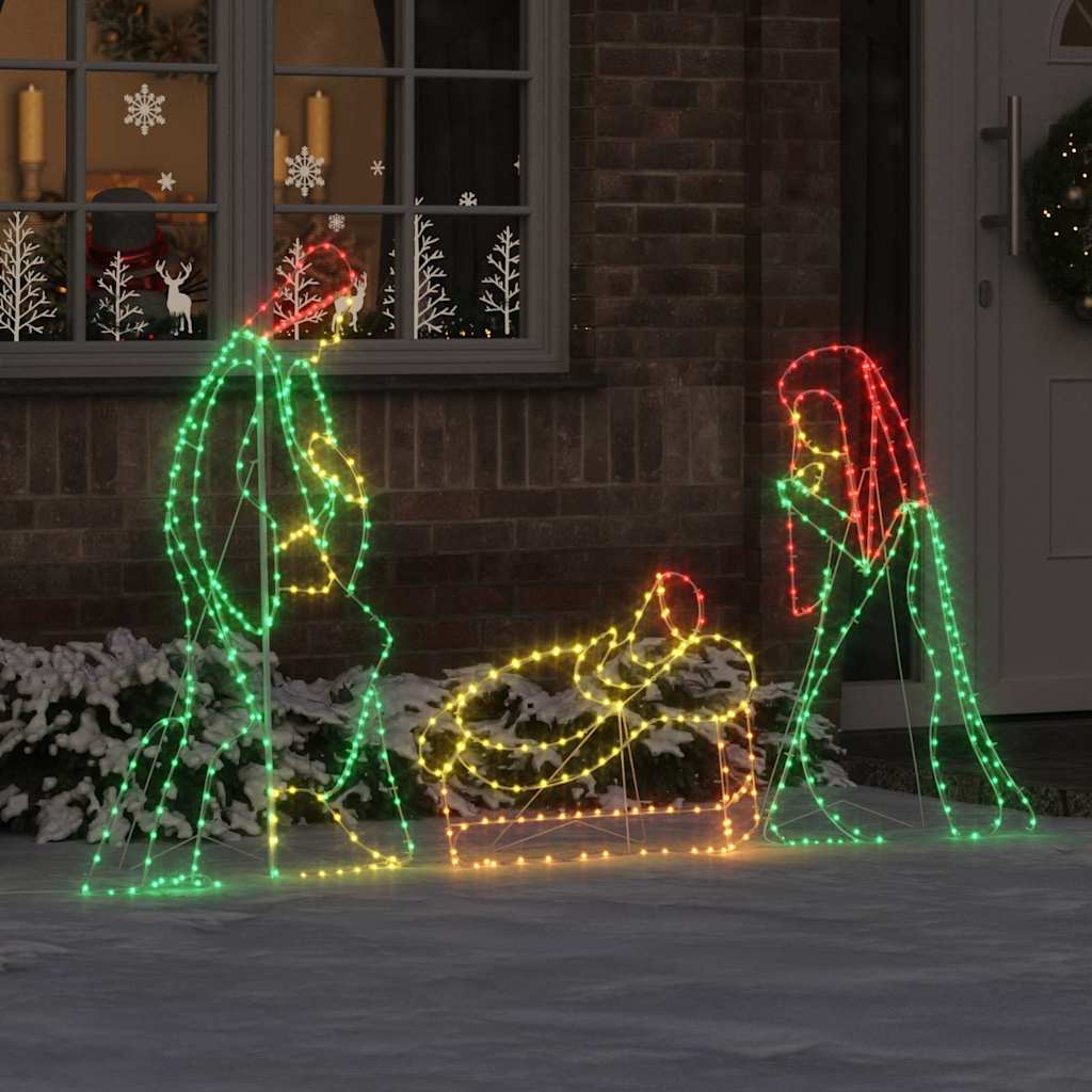 VidaXL beleuchtete Weihnachtskrippe mit 550 LEDs, mehrfarbig, 112 x 71,5 cm, PVC