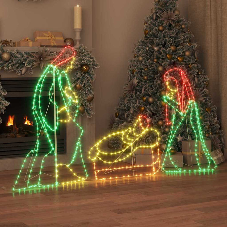 VidaXL beleuchtete Weihnachtskrippe mit 550 LEDs, mehrfarbig, 112 x 71,5 cm, PVC