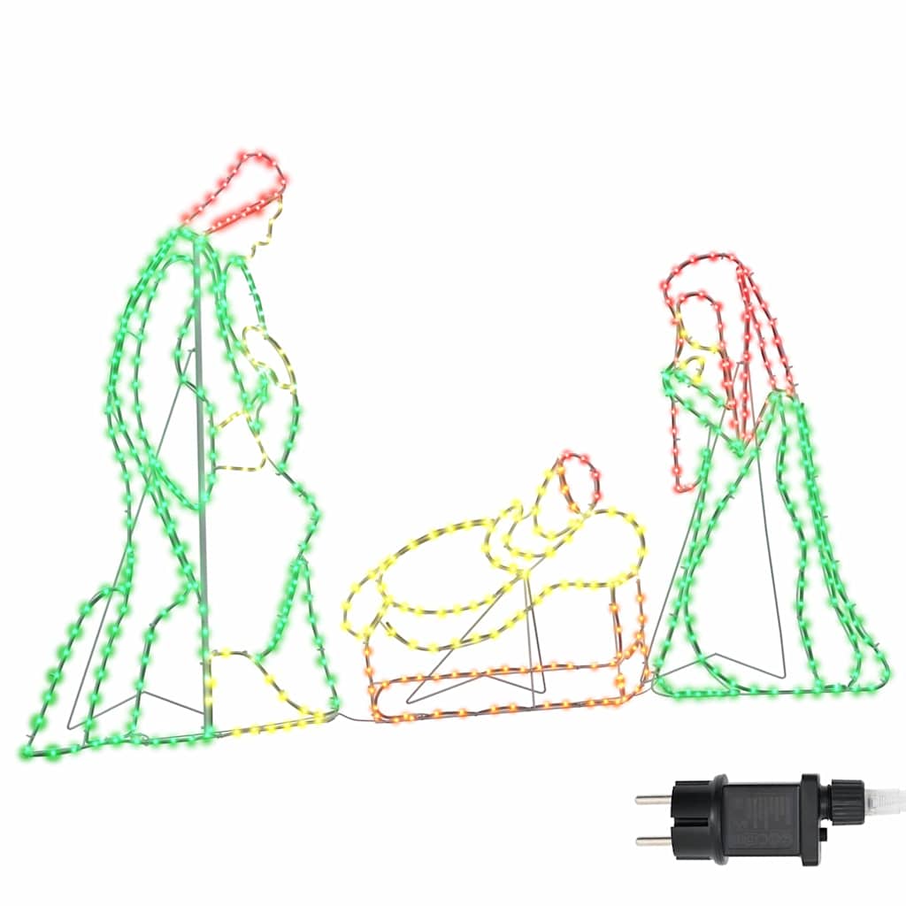VidaXL beleuchtete Weihnachtskrippe mit 550 LEDs, mehrfarbig, 112 x 71,5 cm, PVC