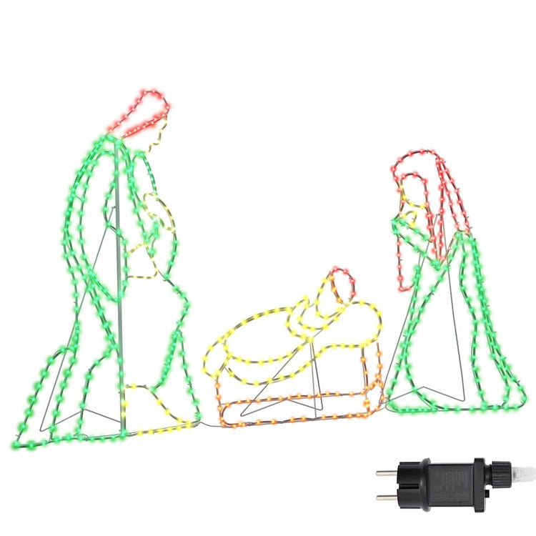 VidaXL beleuchtete Weihnachtskrippe mit 550 LEDs, mehrfarbig, 112 x 71,5 cm, PVC