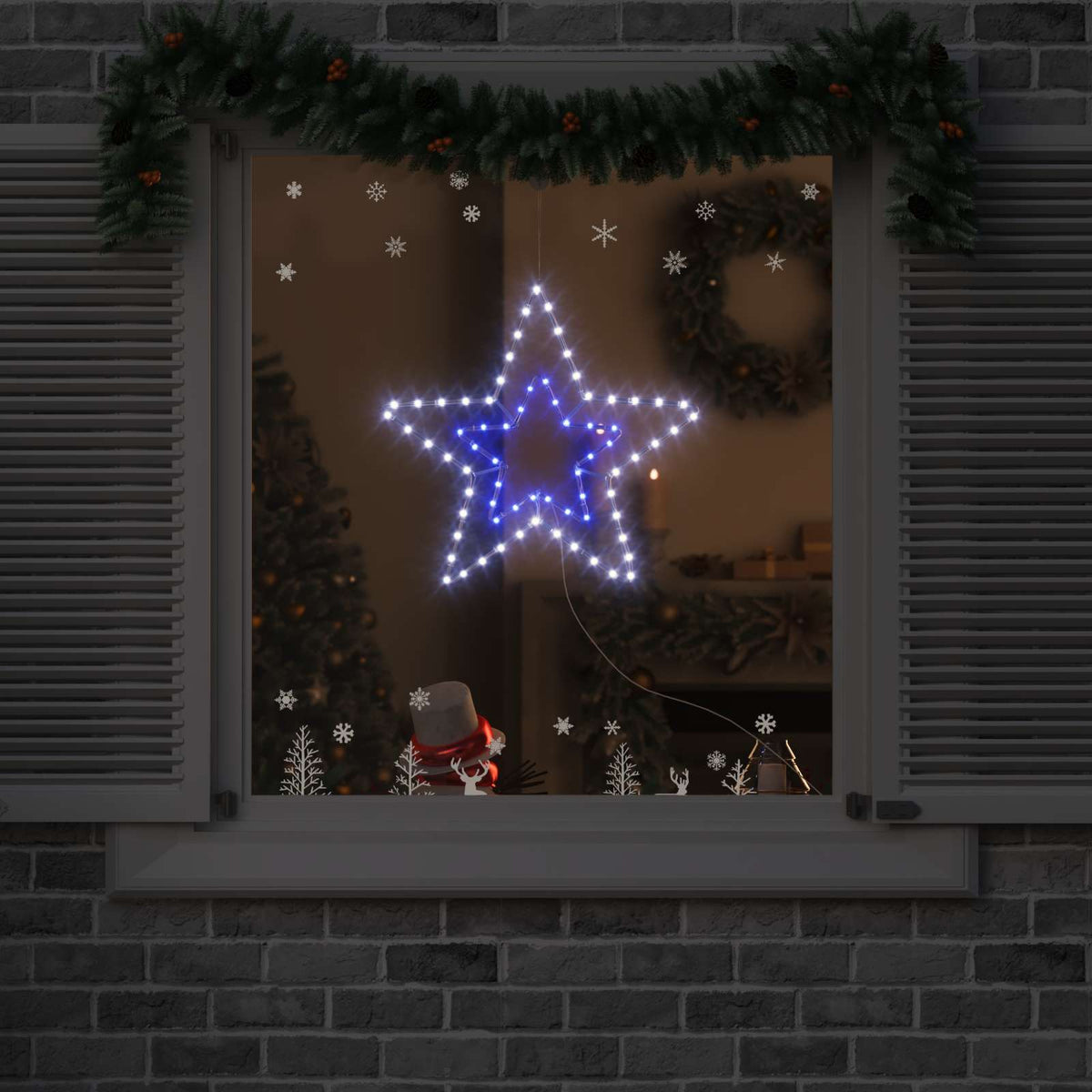 VidaXL Weihnachtsstern mit 72 LED kaltweiß 51,5 x 50 x 0,65 cm Eisen