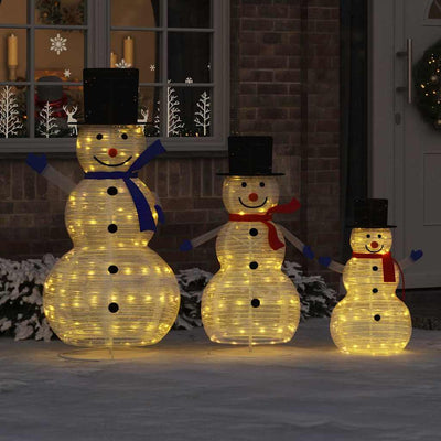 VidaXL Weihnachts-Schneemann-Familie mit 270 LEDs, 3 Stück, warmweißer Stoff