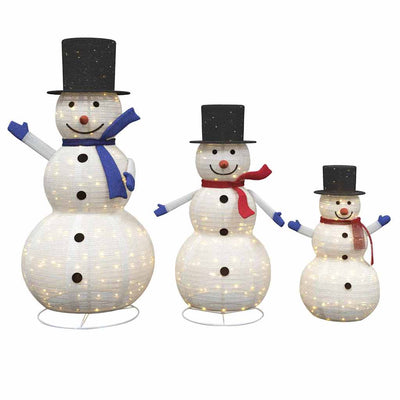 VidaXL Weihnachts-Schneemann-Familie mit 270 LEDs, 3 Stück, warmweißer Stoff