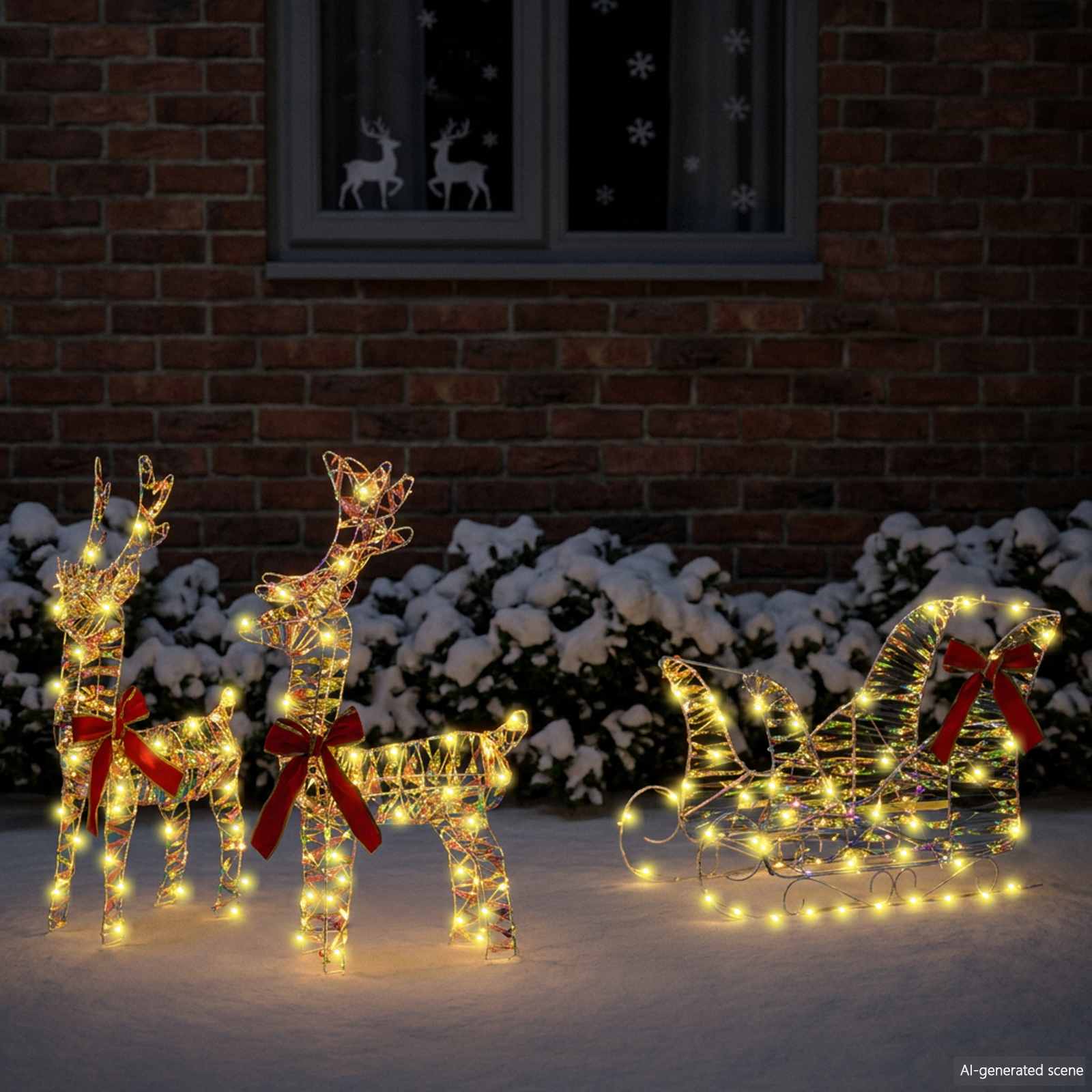 VidaXL Rentier-Zugschlitten mit 160 LED warmweiß 30 x 12 x 54,5 cm Kappe