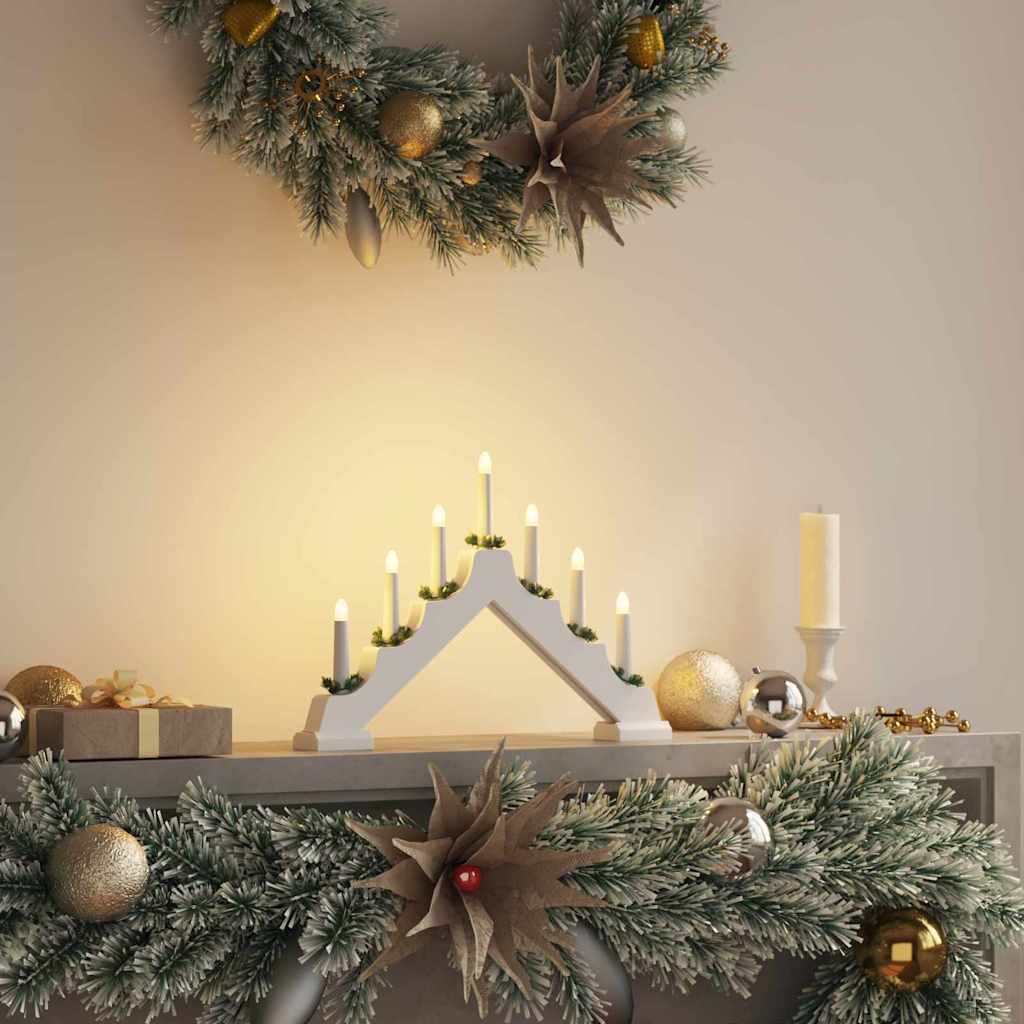 Vidaxx Weihnachtskerzenbrücke weiß 39,5 x 5 x 29 cm massives Kiefernholz