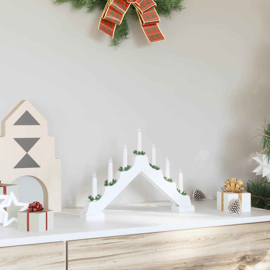 Vidaxx Weihnachtskerzenbrücke weiß 39,5 x 5 x 29 cm massives Kiefernholz