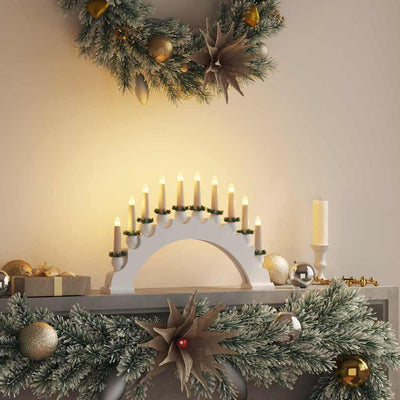 VidaXL Weihnachtsschwibbogen mit 10 LED-Kerzen Weiß 47 x 5 x 29 cm