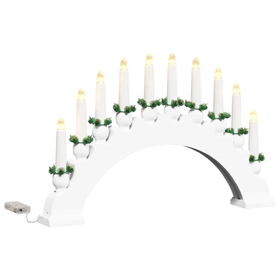 VidaXL Weihnachtsschwibbogen mit 10 LED-Kerzen Weiß 47 x 5 x 29 cm