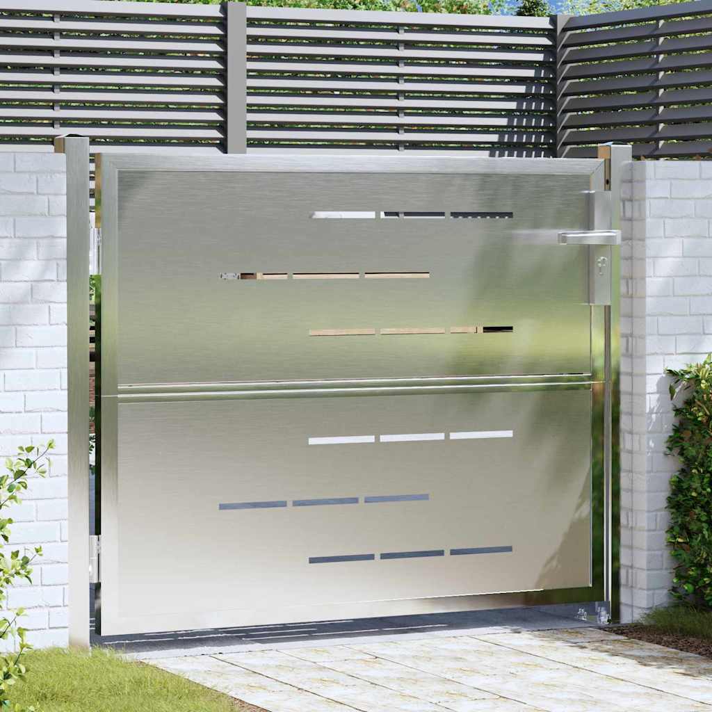 VidaXL Gartentor mit Schloss Silber 100 x 75 cm Edelstahl