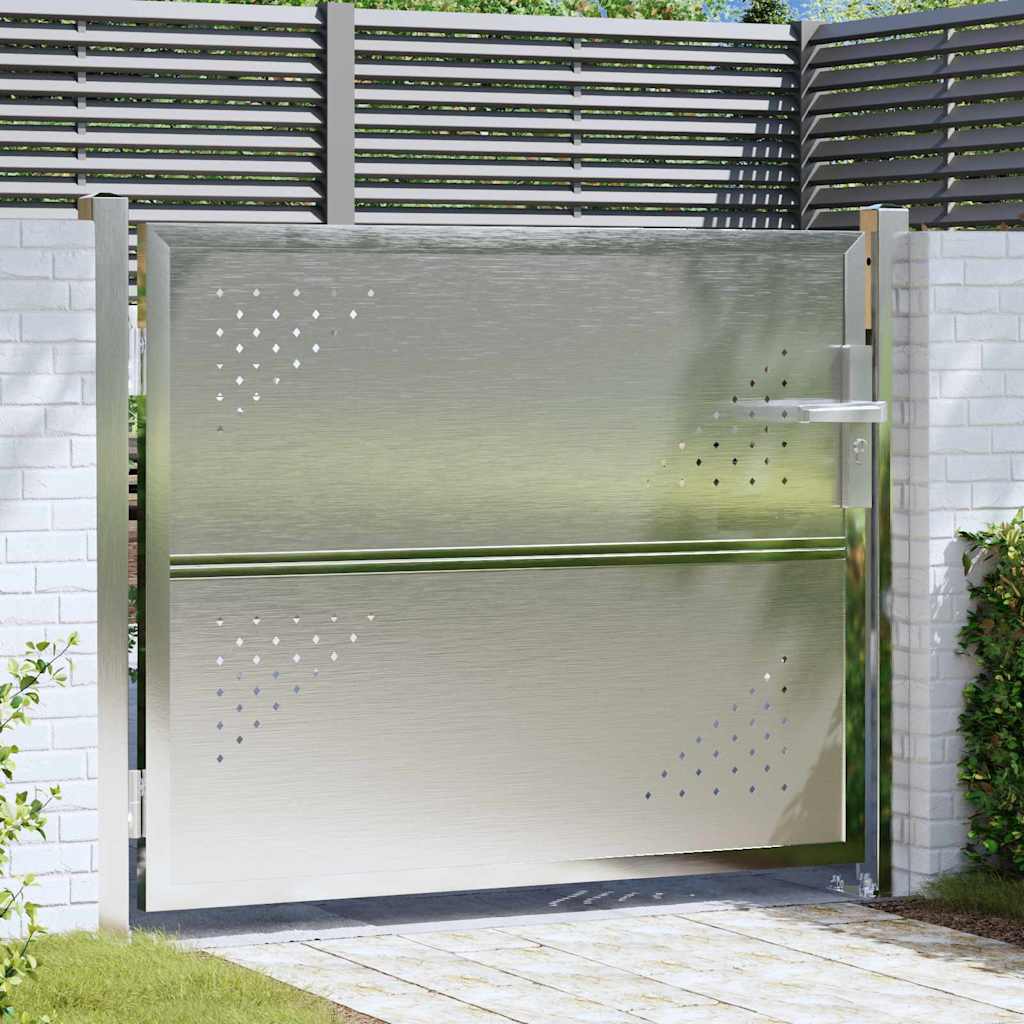 VidaXL Gartentor mit Schloss Silber 100 x 75 cm Edelstahl