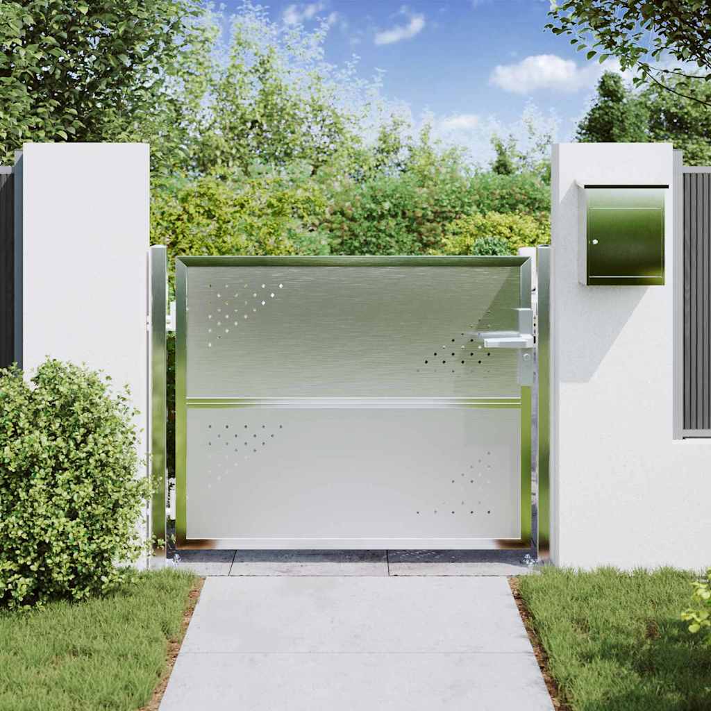VidaXL Gartentor mit Schloss Silber 100 x 75 cm Edelstahl