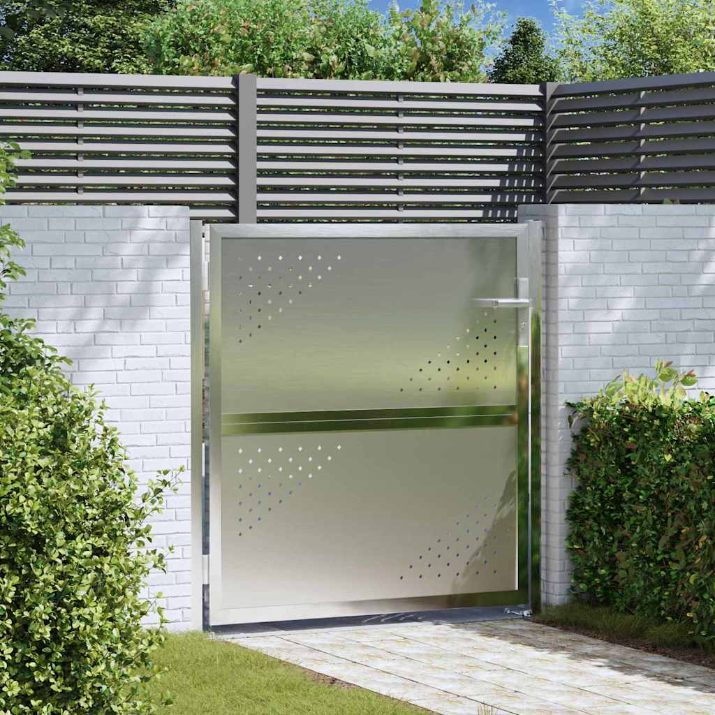 VidaXL Gartentor mit Schloss Silber 95 x 100 cm Edelstahl