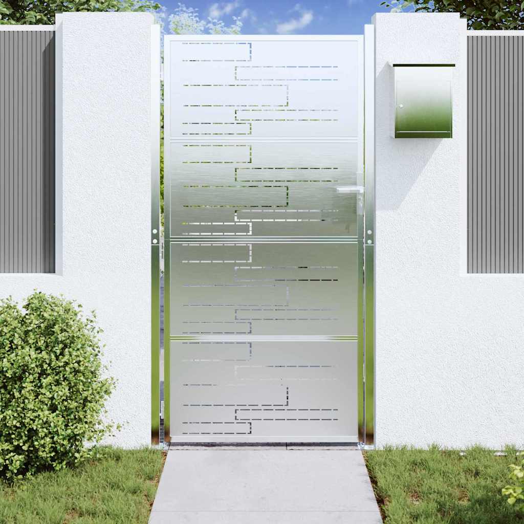 VidaXL Gartentor mit Schloss Silber 96 x 180 cm Edelstahl
