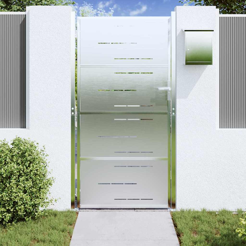 VidaXL Gartentor mit Schloss Silber 96 x 180 cm Edelstahl