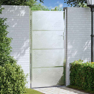 VidaXL Gartentor mit Schloss Silber 96 x 180 cm Edelstahl