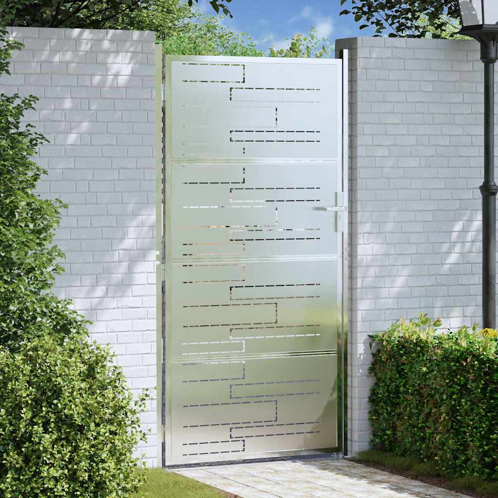 VidaXL Gartentor mit Schloss Silber 96 x 200 cm Edelstahl
