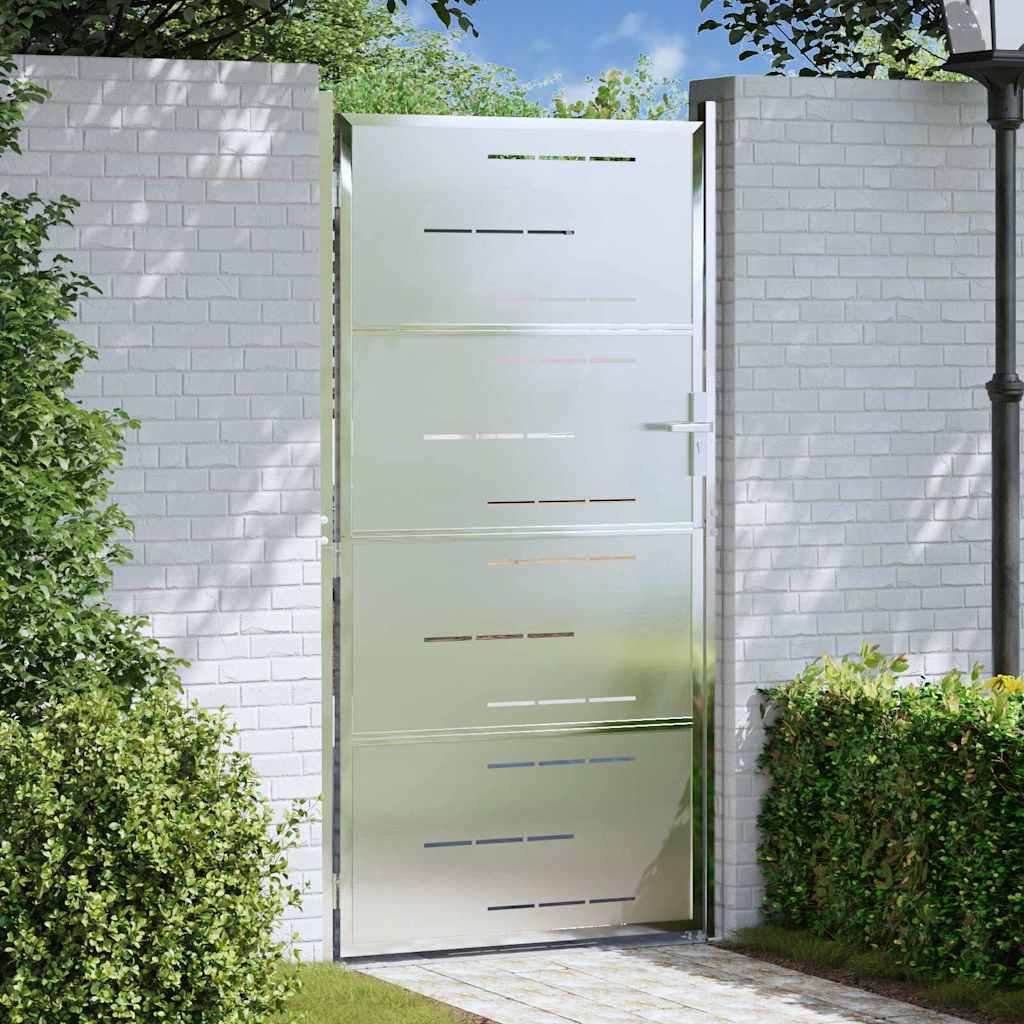 VidaXL Gartentor mit Schloss Silber 96 x 200 cm Edelstahl