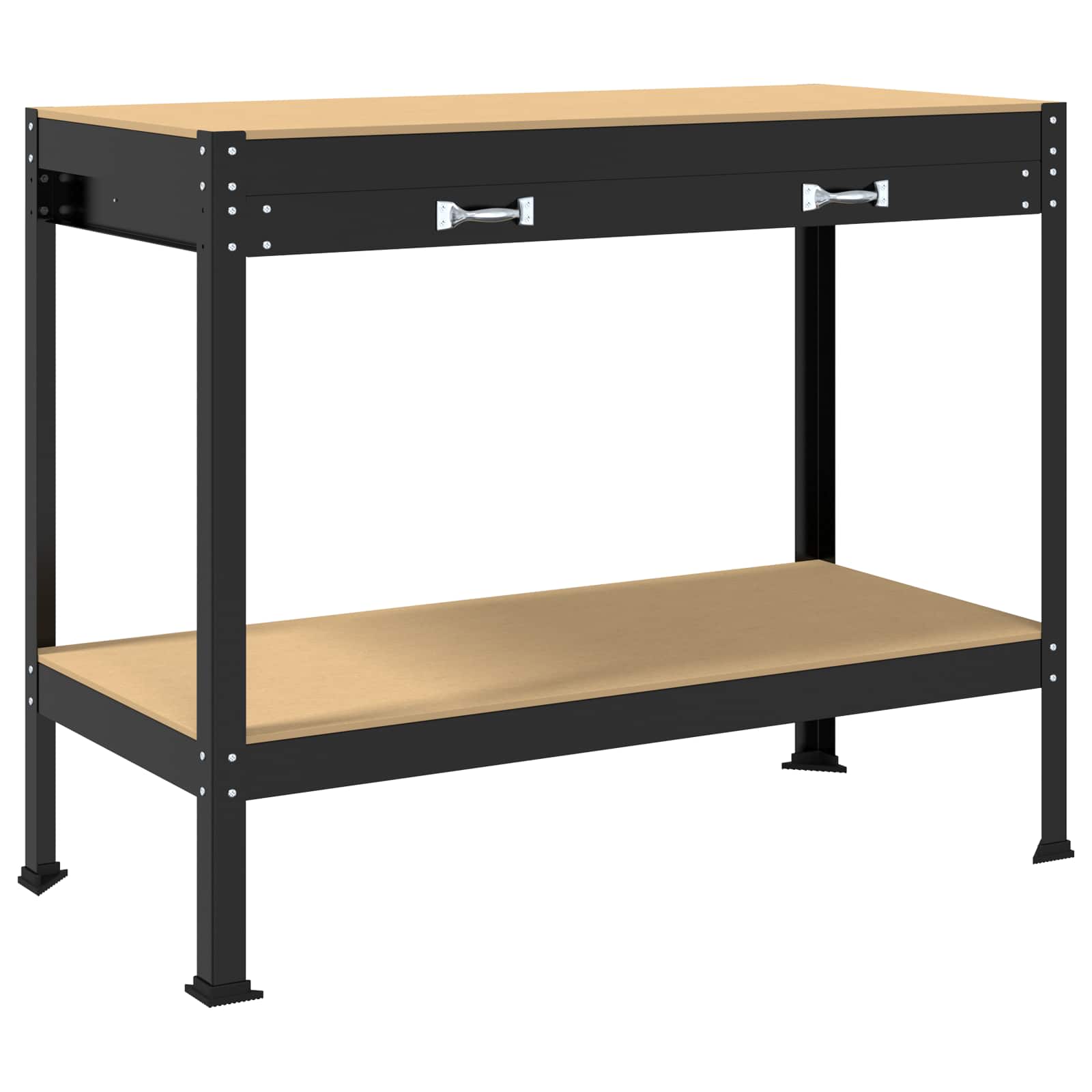 Vidaxl-Werkbänke mit Schublade, schwarz, 114 x 54 x 91 cm, fertiges Holz
