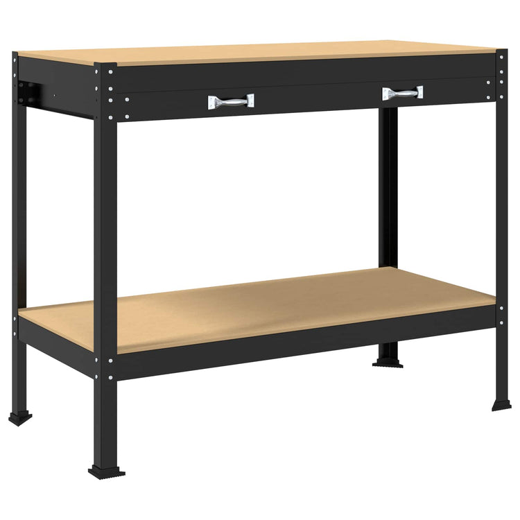 Vidaxl-Werkbänke mit Schublade, schwarz, 114 x 54 x 91 cm, fertiges Holz