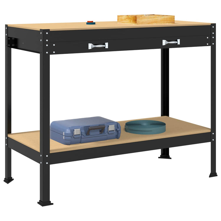 Vidaxl-Werkbänke mit Schublade, schwarz, 114 x 54 x 91 cm, fertiges Holz