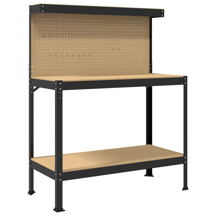 Vidaxx Werkbänke mit Ablage schwarz 114 x 54 x 145 cm Holzwerkstoff