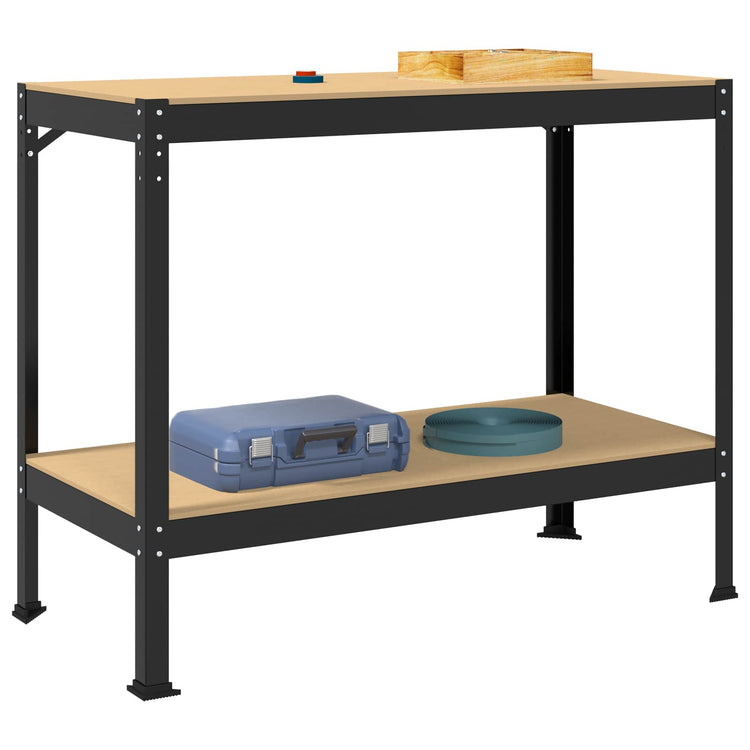 Vidaxxl Werkbänke mit Ablage schwarz 115 x 55 x 91 cm Holzwerkstoff