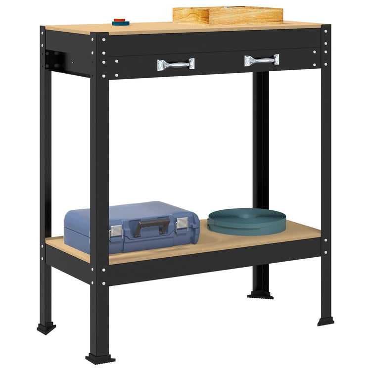 Vidaxl-Werkbänke mit Schublade, schwarz, 80 x 40 x 91 cm, fertiges Holz