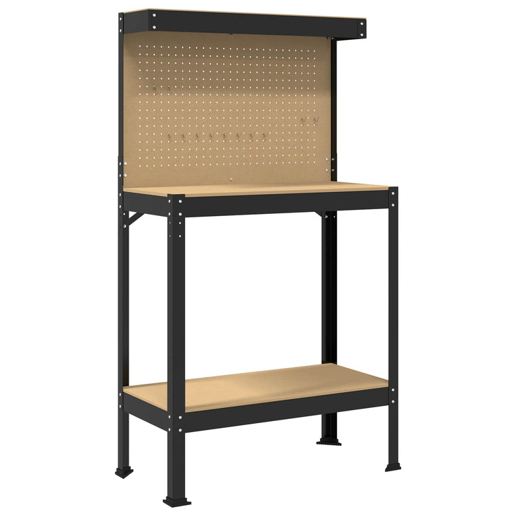 Vidaxxl Werkbänke mit Ablage schwarz 81 x 41 x 145 cm Holzwerkstoff