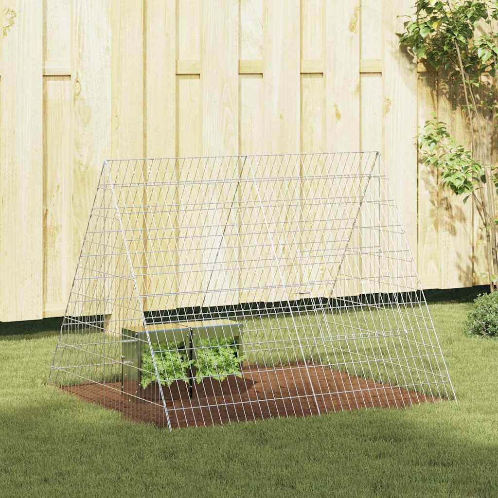 Vidaxl Kaninchenkäfig Silber 215 x 100 x 85 cm verzinkter Stahl