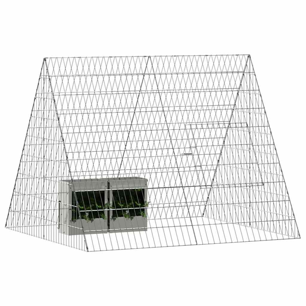 Vidaxl Kaninchenkäfig Silber 215 x 100 x 85 cm verzinkter Stahl