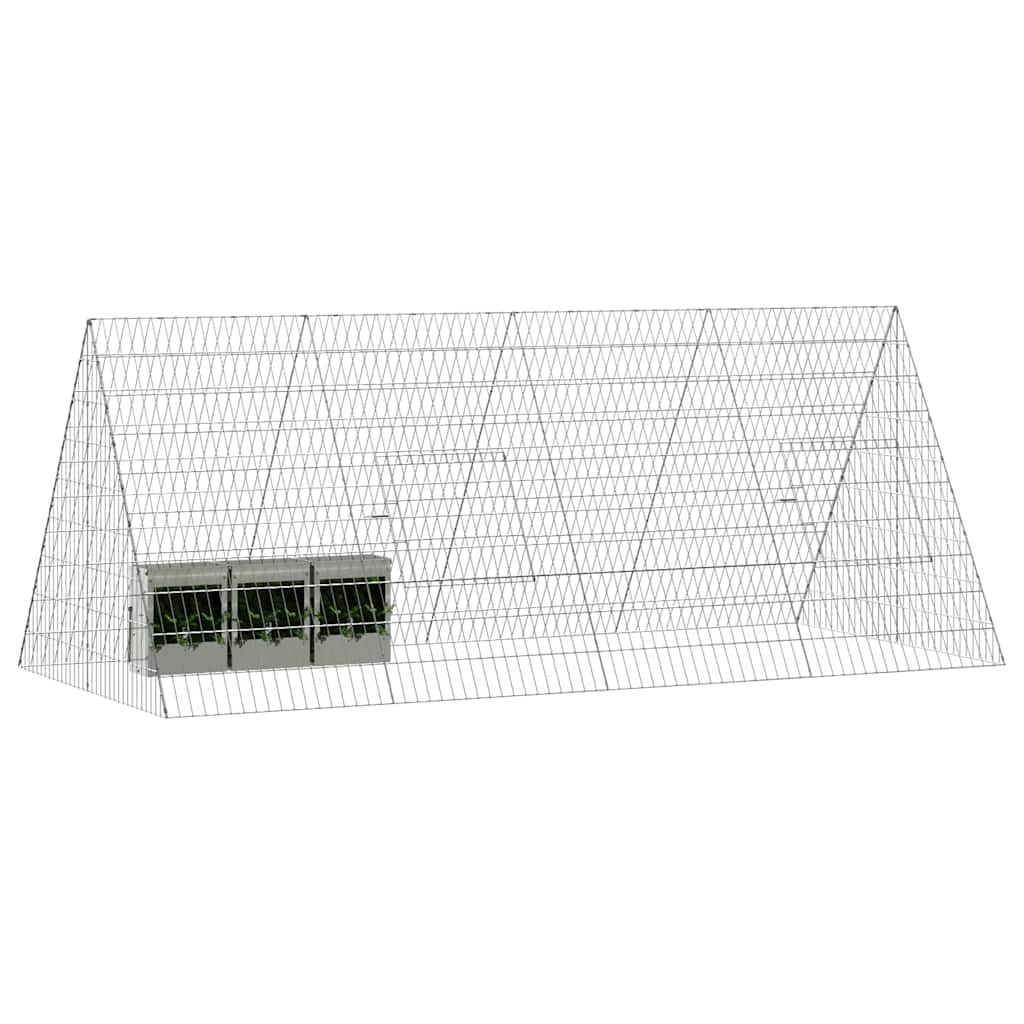 Vidaxl Kaninchenkäfig Silber 215 x 100 x 85 cm verzinkter Stahl