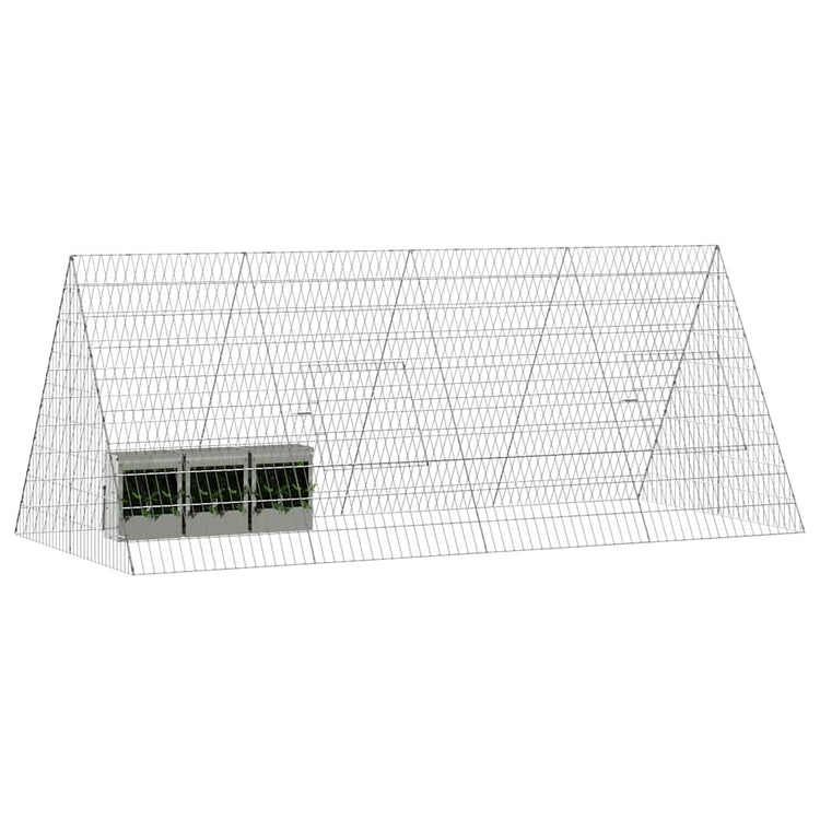Vidaxl Kaninchenkäfig Silber 215 x 100 x 85 cm verzinkter Stahl