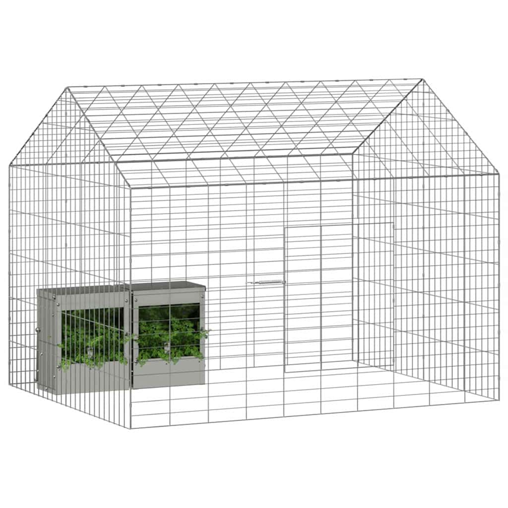 Vidaxl Kaninchenkäfig Silber 400 x 78 x 78 cm verzinkter Stahl