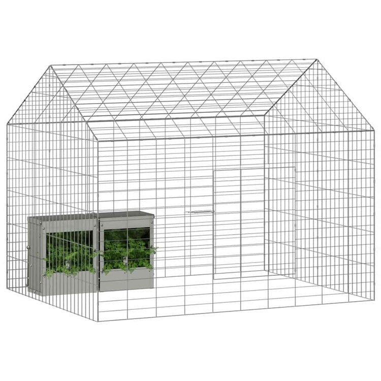 Vidaxl Kaninchenkäfig Silber 400 x 78 x 78 cm verzinkter Stahl