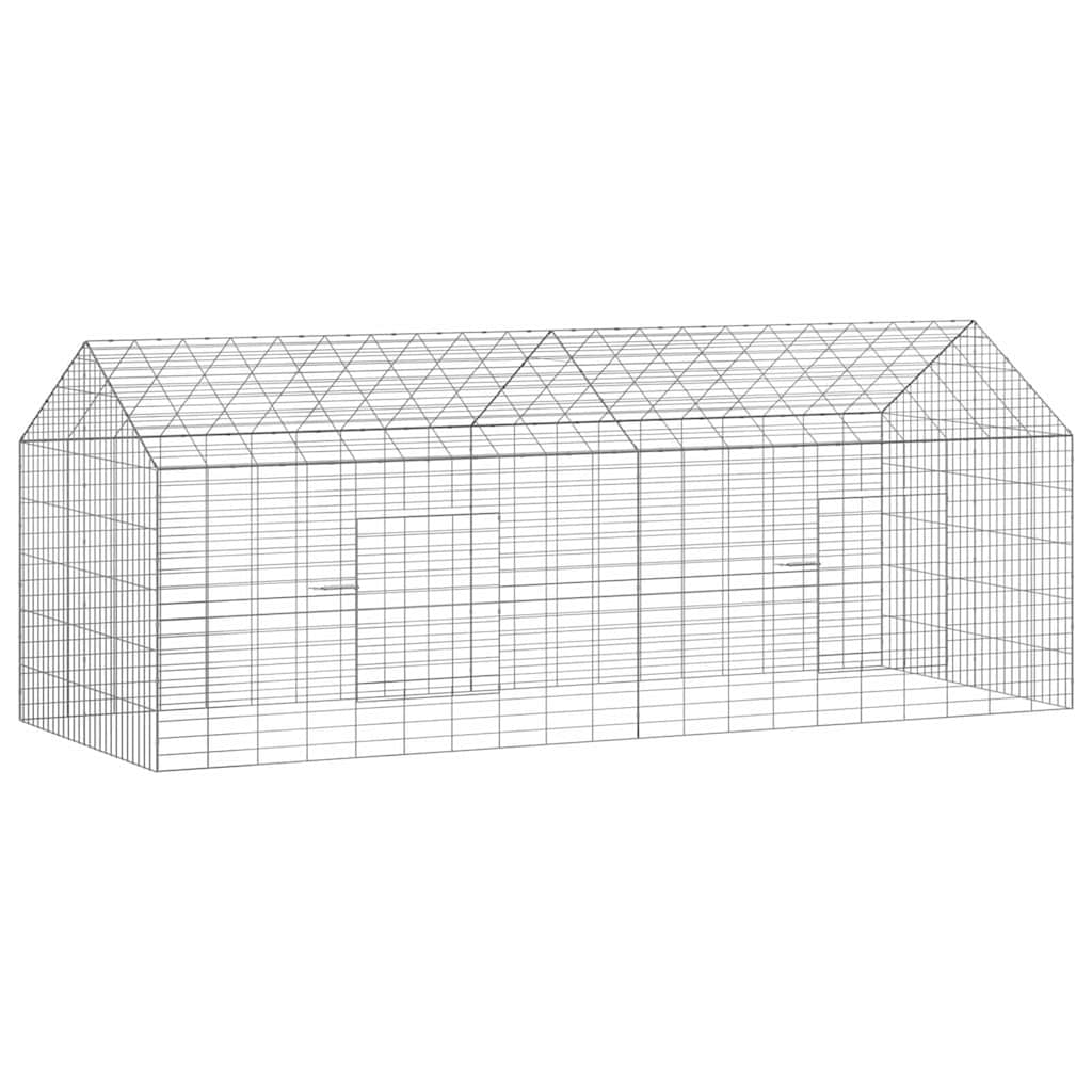 Vidaxl Kaninchenkäfig Silber 400 x 78 x 78 cm verzinkter Stahl