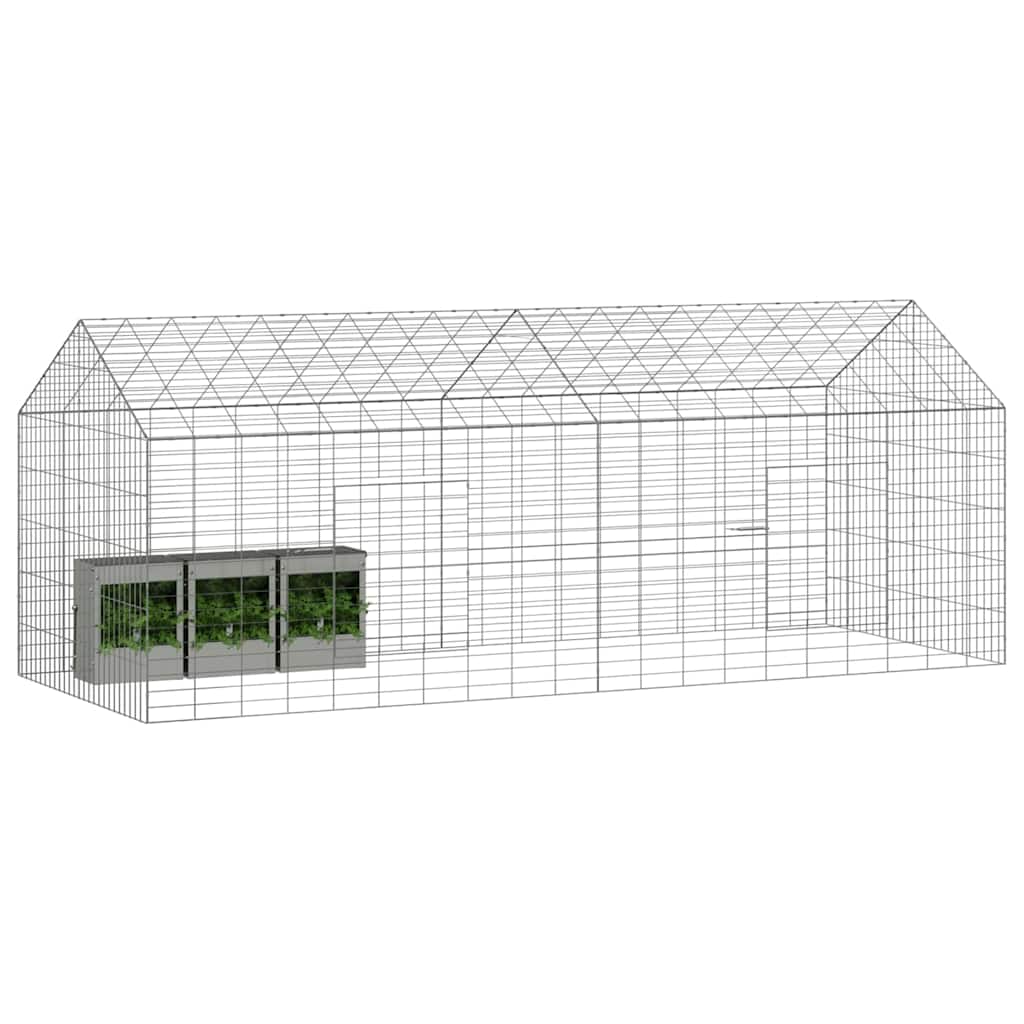 Vidaxl Kaninchenkäfig Silber 400 x 78 x 78 cm verzinkter Stahl